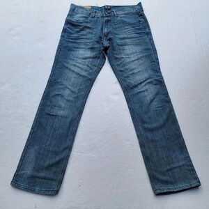 FUSAI Men's 1997 Straight Leg Jeans Size 34x32 Distressed Embroidered Pockets